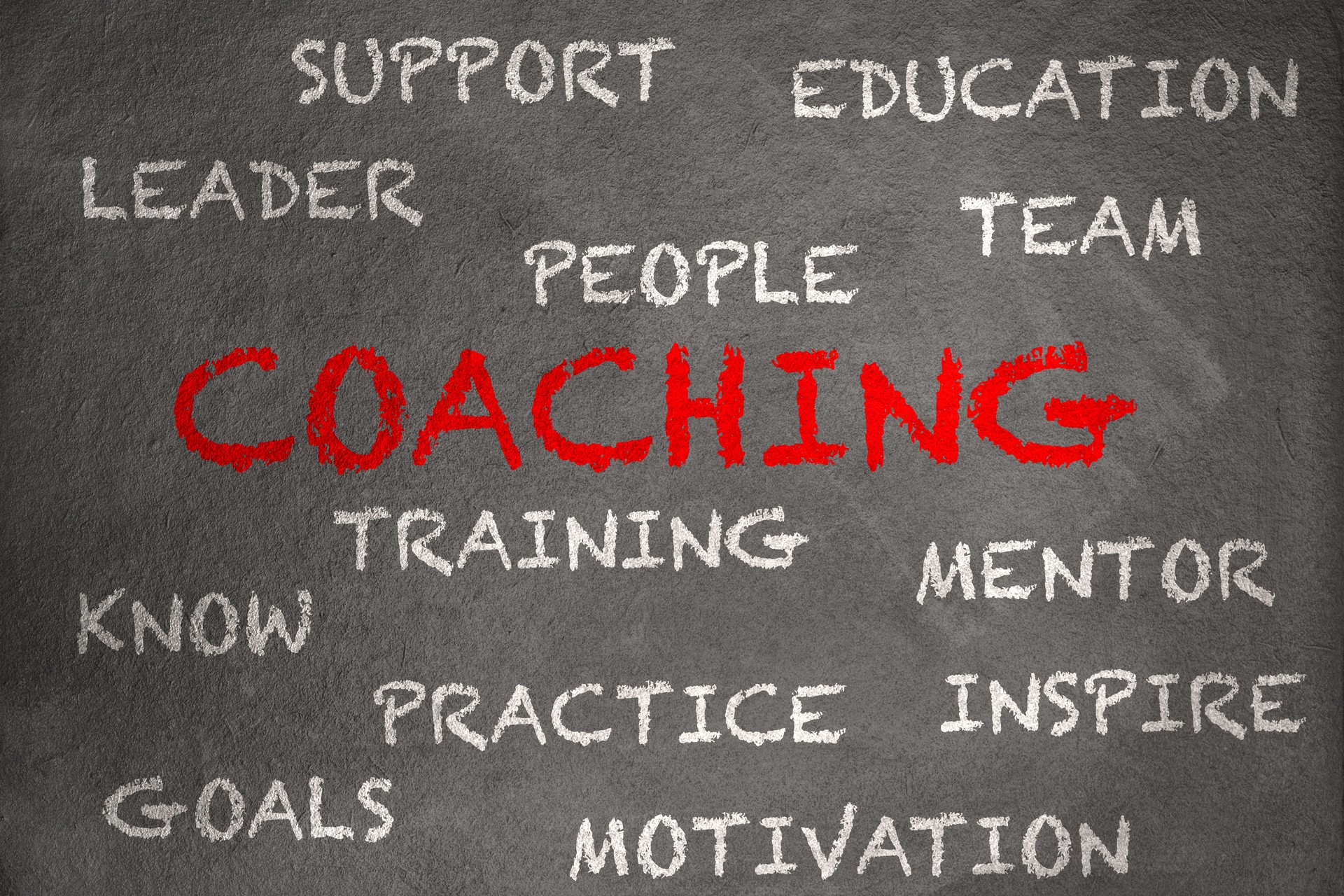 Tableau noir avec craie écrit: concept de Coaching