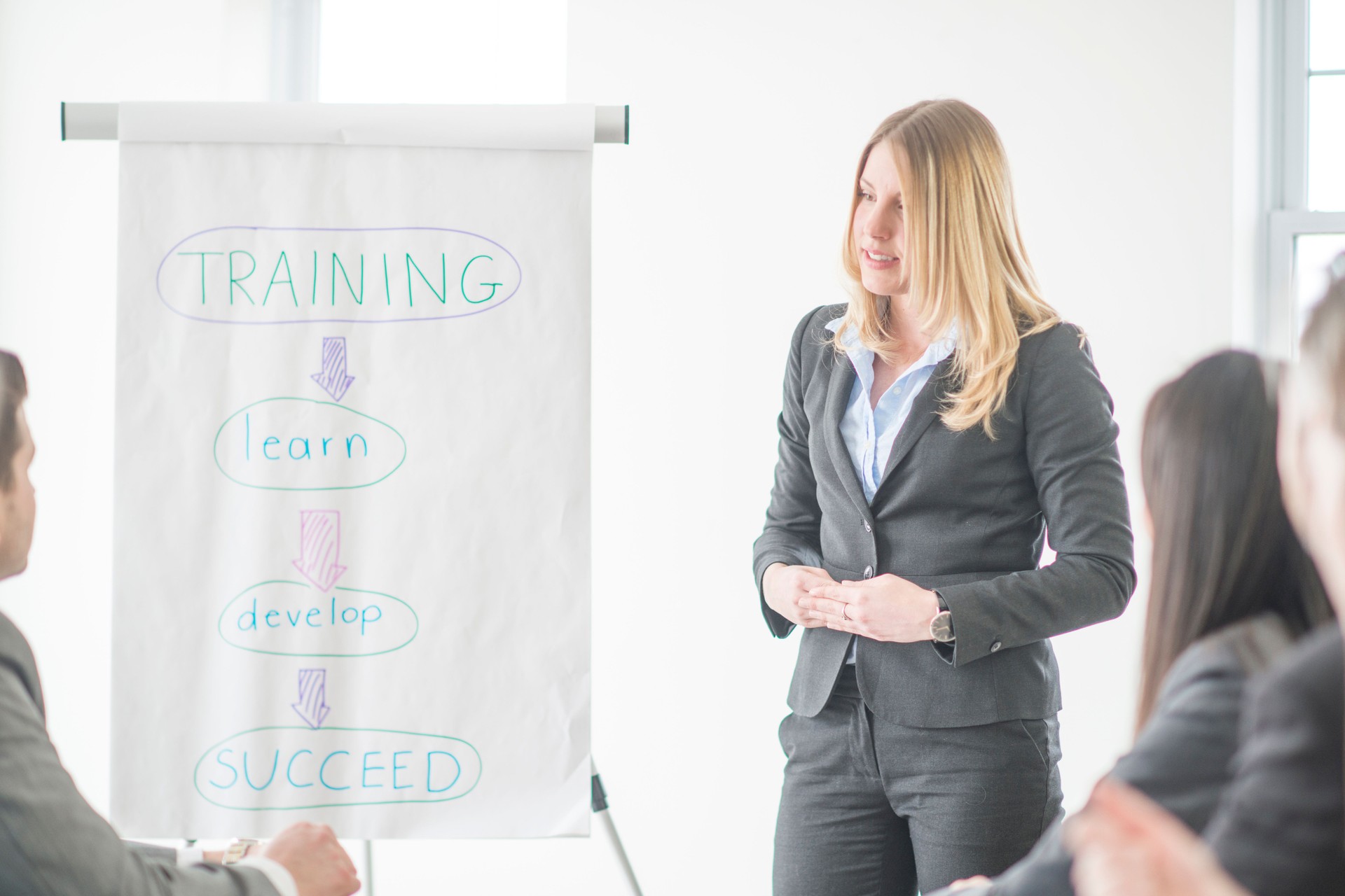 Formation en affaires dans une salle de réunion